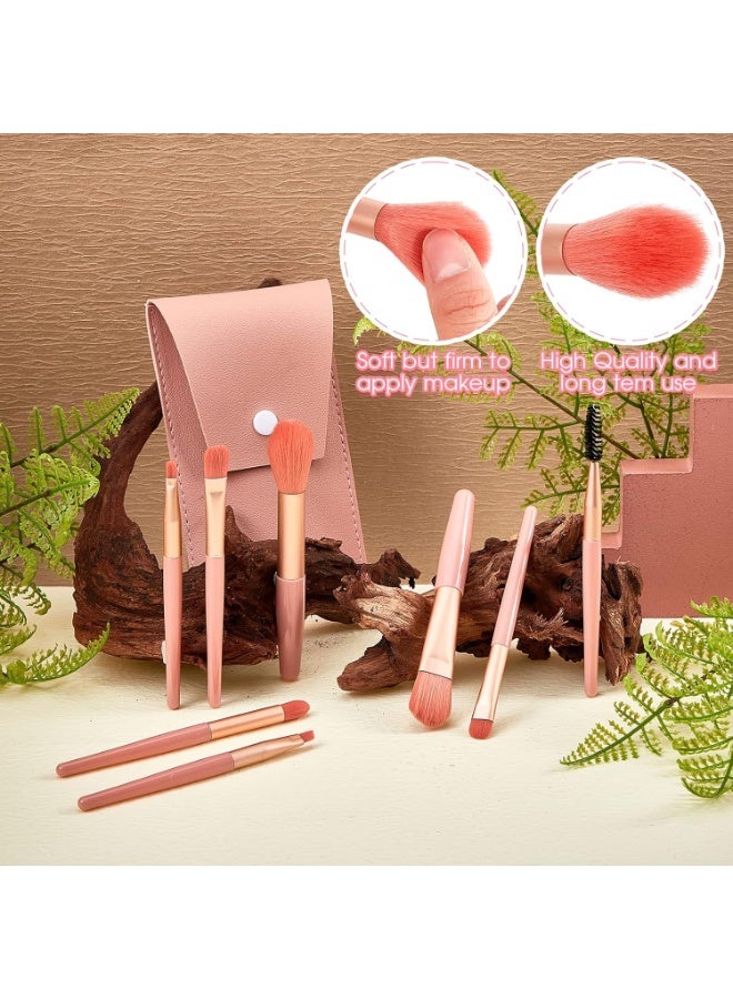Bukela 8 Pieces Mini Makeup Brush Set, Advanced Synthetic Foundation Brush Pressed Powder Concealer Brush Eyelash Eyeshadow Eyebrow Brush Lip Brush (Pink) - Image 4